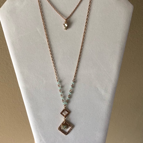 NEW Double layer necklace rose gold long length - Picture 3 of 7
